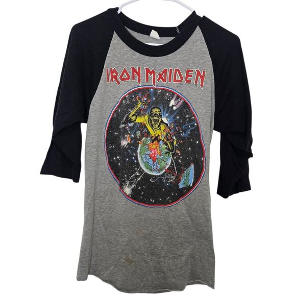 Vintage 1983 Iron Maiden World Piece Beast On The Run Tour Concert Shirt Medium - Picture 1 of 7